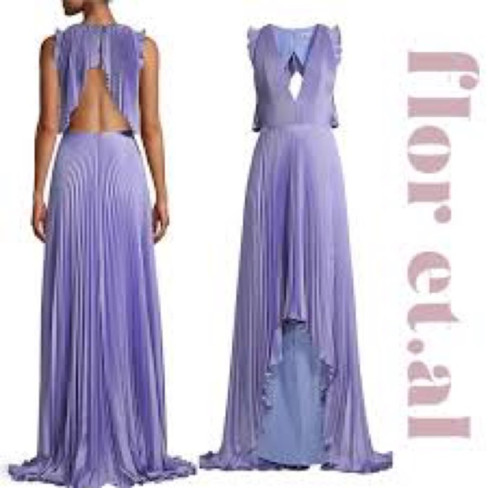 NWT FLOR ET AL JAMES SATIN PLEAT OPEN BACK GOWN DRESS 6